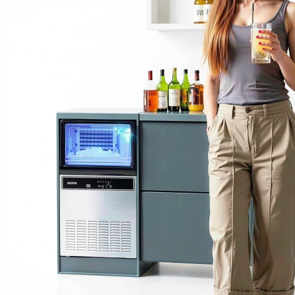 VEVOR Commercial Ice Machine Silver 130Lbs Daily Output-7