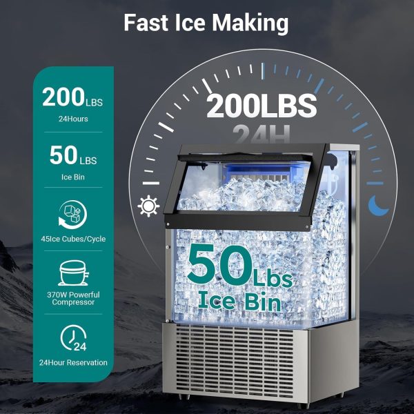Lioncho Commercial Ice Machine 200lbs Daily Energy Saving-4