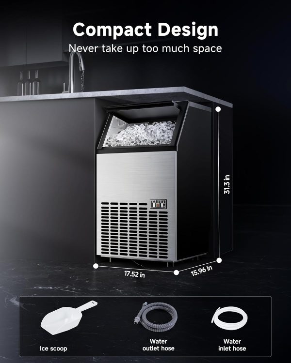 ICEVIVAL Commercial Ice Machine 100Lbs Daily Stainless Steel-8