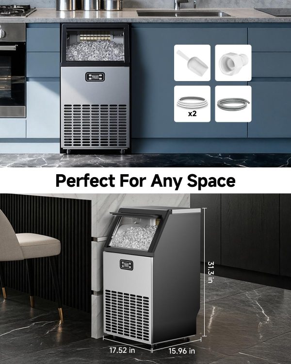 Feelfunn Commercial Ice Machine 100 lbs Daily Stainless-6
