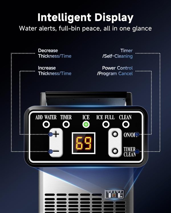 ICEVIVAL Commercial Ice Machine 100Lbs Daily Stainless Steel-3