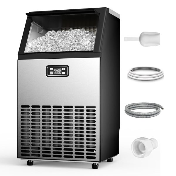 Feelfunn Commercial Ice Machine 100 lbs Daily Stainless-0