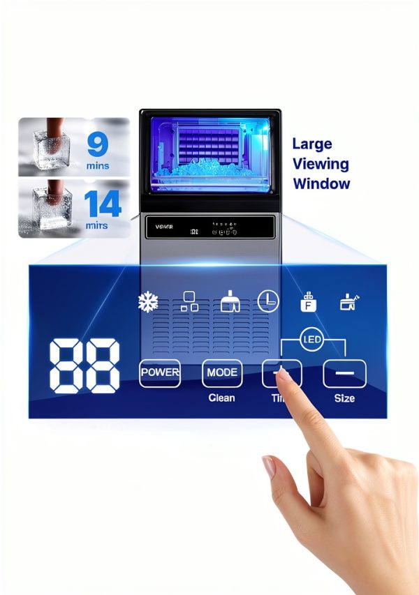 VEVOR Commercial Ice Machine Silver 130Lbs Daily Output-2
