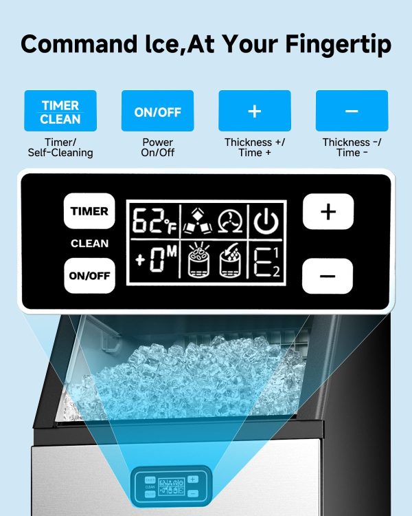 Feelfunn Commercial Ice Machine 100 lbs Daily Stainless-2