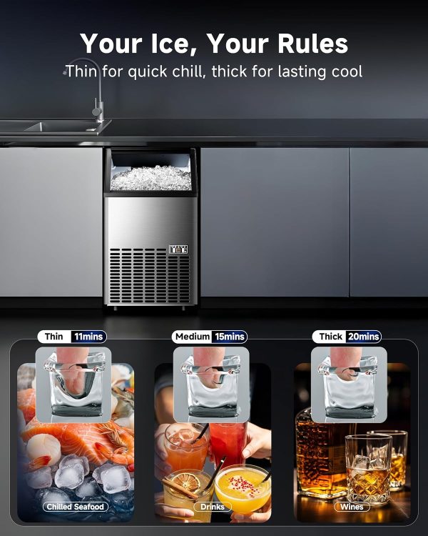 ICEVIVAL Commercial Ice Machine 100Lbs Daily Stainless Steel-2
