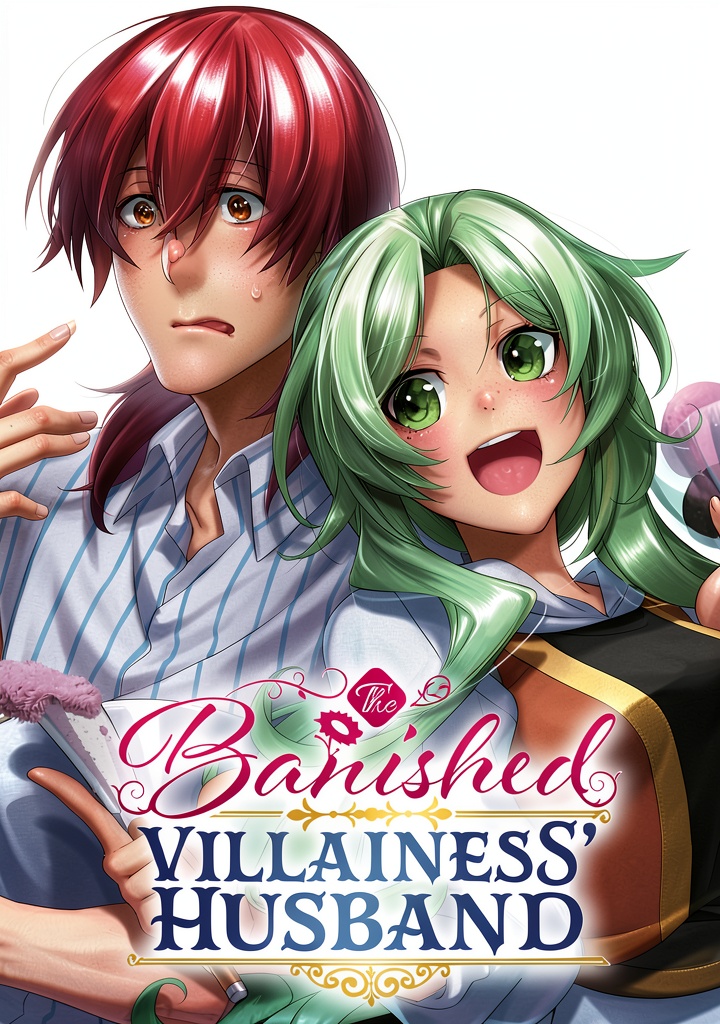 The Banished Villainess Husband manga cover showcasing romantic fantasy art