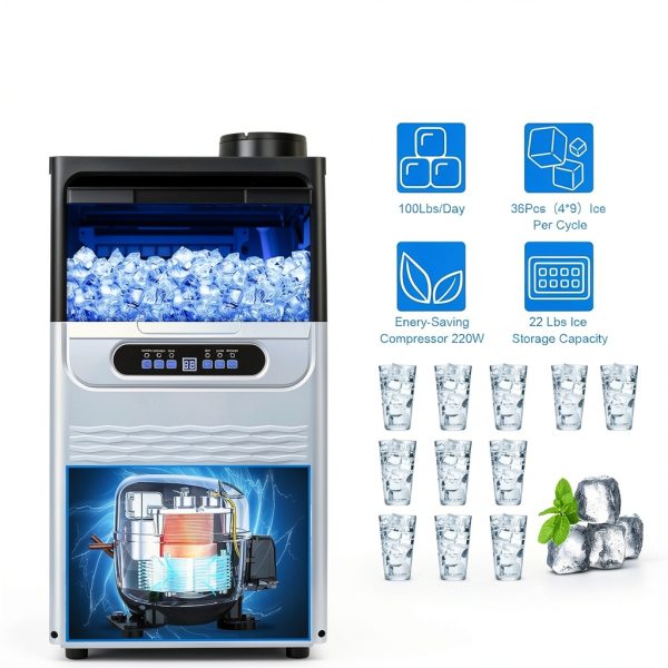 Amzgachfktch Commercial Ice Machine 100lbs Daily Self-3
