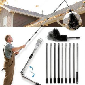 Gutter Cleaning Tool Krbnk 13FT Adjustable Pole with 180 Swivel Head-0