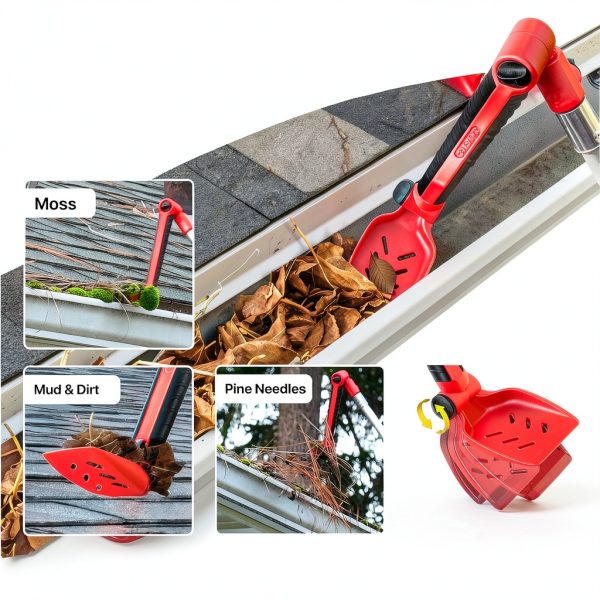 Multi-Angle Gutter Cleaning Tool by COLBENT – Gutter Scoop & Brush Kit-1